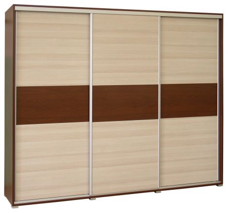 Penderie à portes coulissantes / armoire Cikupa 51, couleur : noyer / orme - Dimensions : 210 x 230 x 60 cm (H x L x P)