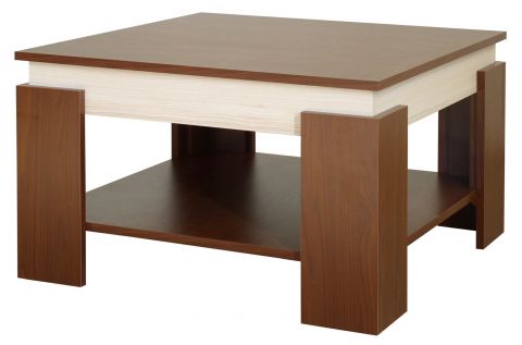 Table basse Cikupa 03, Couleur : Noyer / Orme - Dimensions : 78 x 78 x 48 cm (L x P x H)