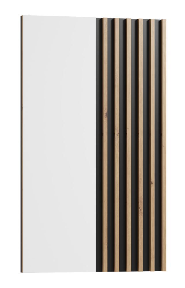 Miroir Cikarang 04, Couleur : Noir / Chêne - Dimensions : 110 x 67 x 4 cm (H x L x P)