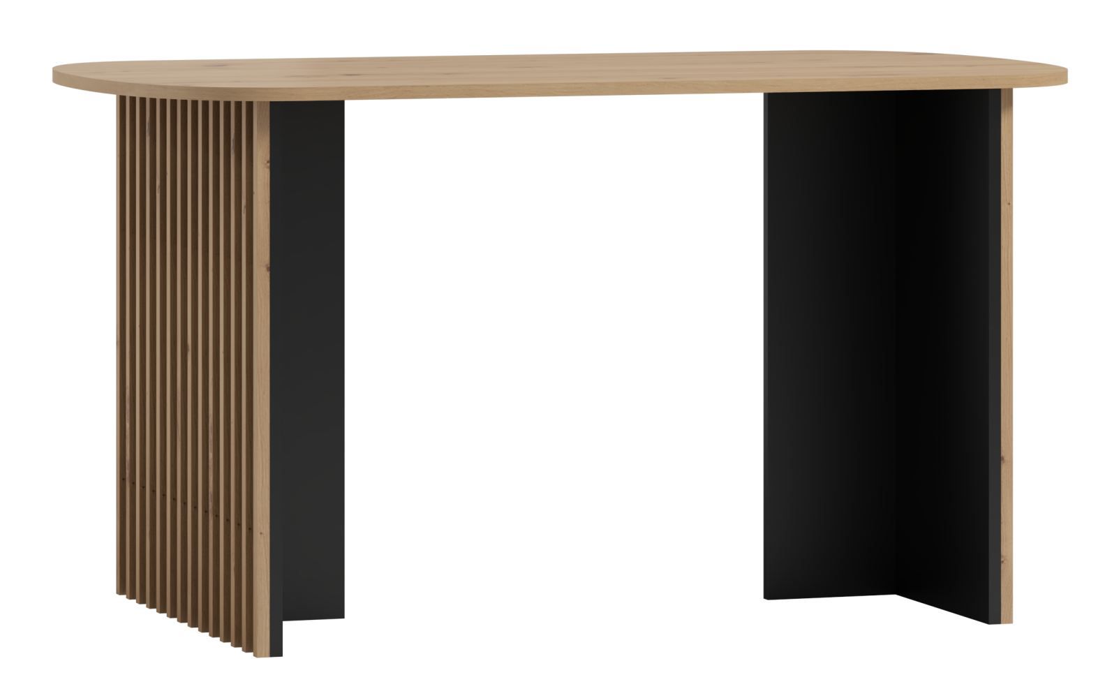 Table de salle à manger Cikarang 11, Couleur : Noir / Chêne - Dimensions : 140 x 80 cm (l x p)
