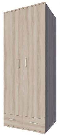 Armoire à portes battantes / penderie Kisaran 16, couleur : Chêne de Sonoma - Dimensions : 200 x 80 x 55 cm (H x L x P)