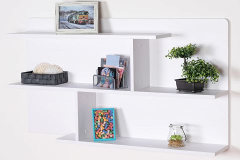 Chambre des jeunes - étagère suspendue / étagère murale Alard 12, couleur : blanc - Dimensions : 60 x 110 x 20 cm (h x l x p)