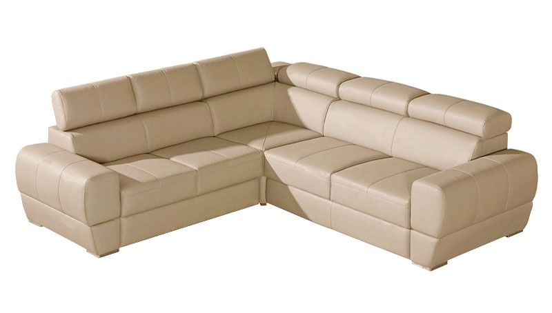 Canapé de salon Sladenia 06 en sable avec fonction lit et tiroir - 255 x 235 cm (l x p) - Angle : gauche