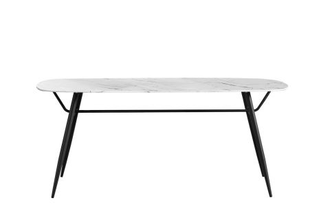 Table de salle à manger Daures 137, Couleur : Noir / Blanc - Dimensions : 180 x 90 cm (l x p)