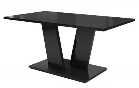 Table de salle à manger Daures 141, Couleur : Noir brillant - Dimensions : 160 x 90 cm (l x p)