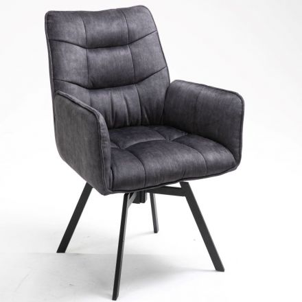 Chaise pivotante Maridi 273, Couleur : Gris - Dimensions : 93 x 62 x 64 cm (h x l x p)