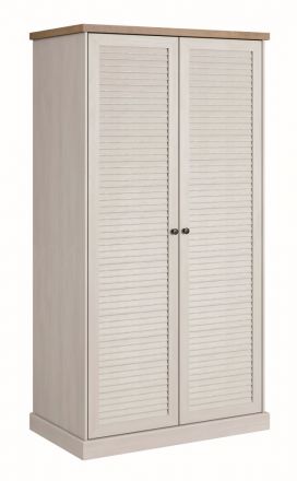 Armoire à portes battantes / armoire Lägern 07, couleur : blanc pin / brun chêne - 203 x 107 x 62 cm (h x l x p)