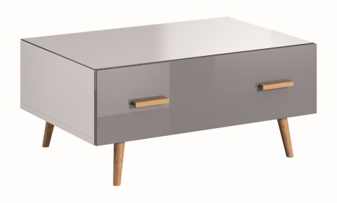 Table basse Hohgant 08, couleur : blanc / gris brillant - 90 x 62 x 47 cm (L x P x H)