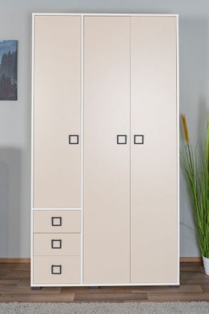 Armoire à portes battantes / armoire 19, couleur : blanc / crème - Dimensions : 236 x 126 x 56 cm (H x L x P)