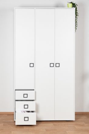 Chambre d'enfant - Armoire à portes battantes / armoire Benjamin 19, couleur : blanc - Dimensions : 236 x 126 x 56 cm (H x L x P)