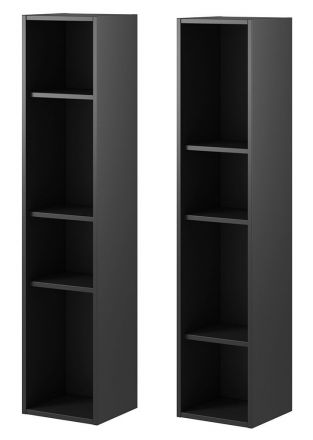 Set de 2 armoires suspendues Kebira 02, Couleur : Anthracite - Dimensions : 128 x 28 x 26 cm (h x l x p)