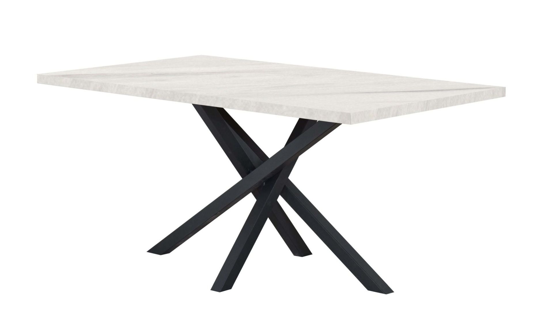 Table de salle à manger Ourense 01, Couleur : Marbre blanc / Noir - dimensions : 140 x 80 cm (l x p)