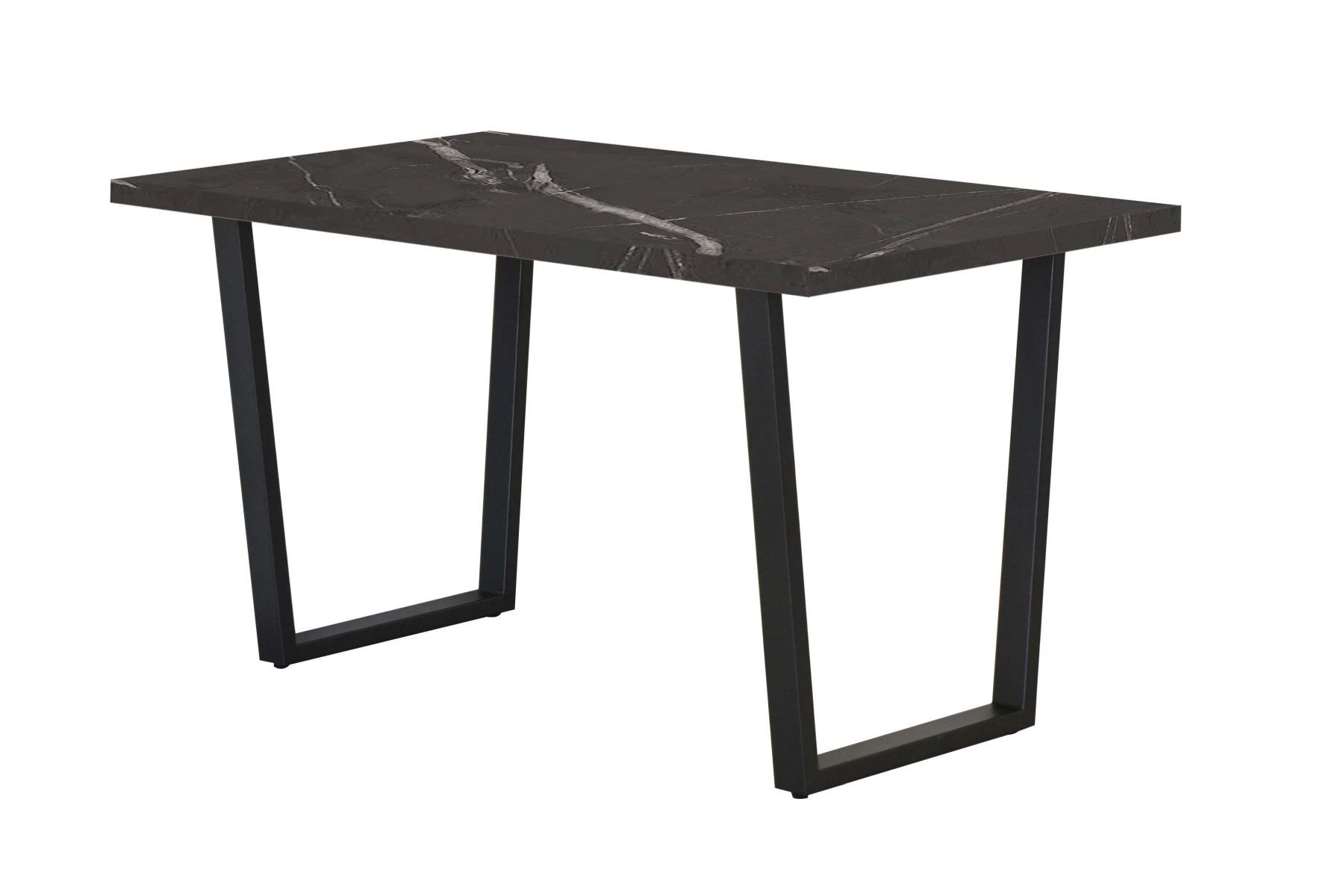 Table de salle à manger Ourense 03, Couleur : Marbre noir / Noir - dimensions : 140 x 80 cm (l x p)