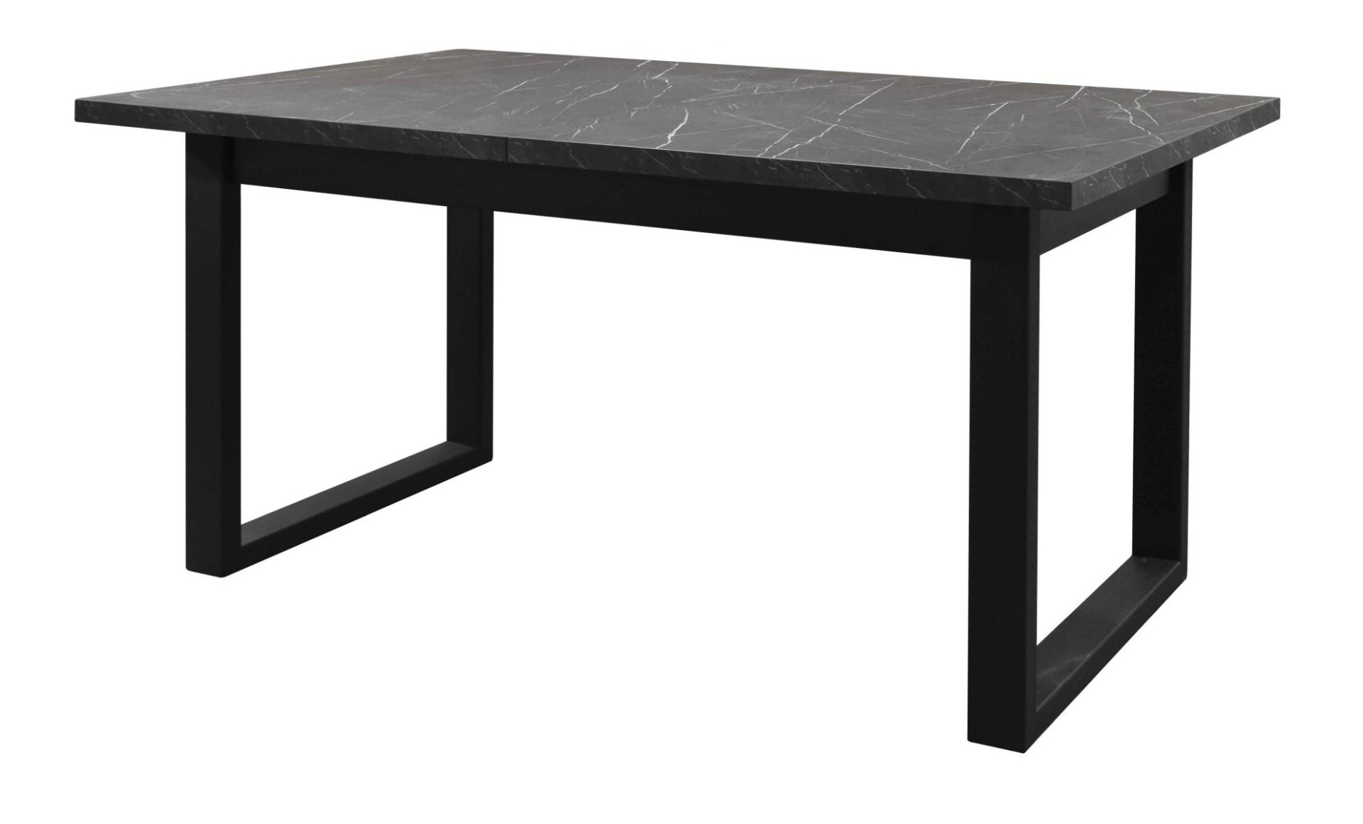 Table de salle à manger extensible Ourense 05, couleur : marbre noir / noir - dimensions : 160-240 x 90 cm (l x p)