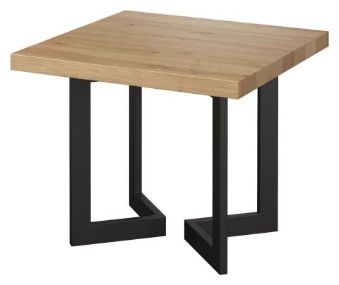 Table basse Slatina 33, Couleur : Chêne / Noir - Dimensions : 60 x 60 x 50 cm (l x p x h)