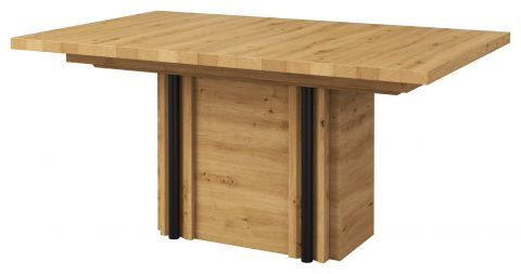 Table de salle à manger extensible Ogulin 24, Couleur : Chêne / Noir - Dimensions : 160-360 x 100 cm (L x P)