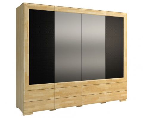 Armoire à portes battantes / Armoire "Lipik" 42, couleur : chêne / noir, partiellement massif - Dimensions : 204 x 242 x 61 cm (H x L x P)