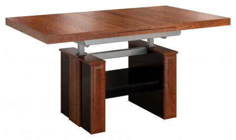 Table de salle à manger "Medulin" 09, réglable en hauteur, couleur : noyer / noir - Dimensions : 61 - 79 x 130 - 170 x 80 cm (H x L x P)