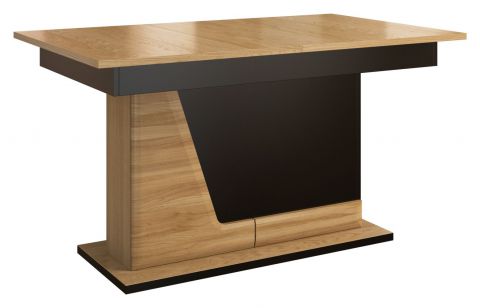 Table de salle à manger à rallonges "Belica" 18, couleur : chêne naturel / noir - Dimensions : 140 - 230 x 90 cm (L x P)