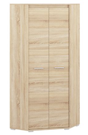 Armoire à portes battantes / armoire d'angle Mochis 04, couleur : chêne sonoma clair avec 3 inserts de couleur - Dimensions : 200 x 82 x 82 cm (H x L x P), avec 2 portes et 6 compartiments.