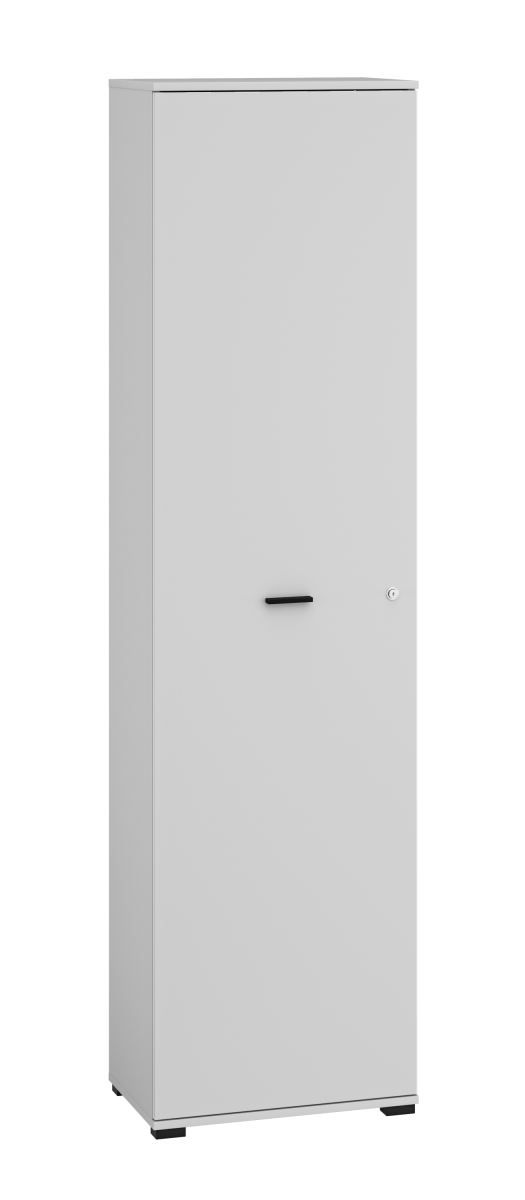 Armoire de bureau / Penderie Toivala 05, Couleur : Gris clair - Dimensions : 204 x 55 x 34 cm (h x l x p), avec 1 porte et 2 compartiments