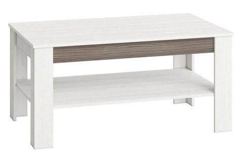 Table basse Knoxville 12, Couleur : Blanc de pin / Gris - Dimensions : 114 x 67 x 55 cm (L x P x H)
