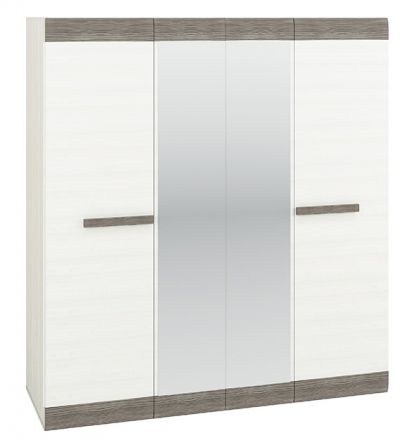 Armoire à portes battantes / armoire Knoxville 28, couleur : blanc pin / gris - Dimensions : 202 x 183 x 65 cm (H x L x P), avec 4 portes, 3 tiroirs et 5 compartiments