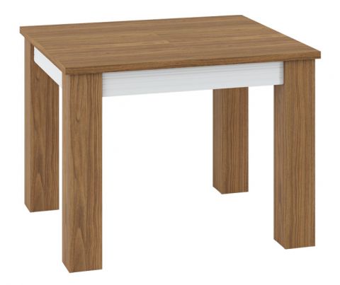 Table de salle à manger extensible Tempe 15, couleur : noyer, insert frontal : blanc - Dimensions : 101-181 x 89 cm (L x P)