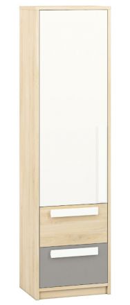 Chambre d'adolescents - armoire Greeley 04, couleur : hêtre / blanc / gris platine - Dimensions : 199 x 54 x 40 cm (H x L x P), avec 1 porte, 2 tiroirs et 4 compartiments
