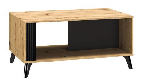 Table basse Lassila 07, Couleur : Chêne Artisan / Noir - Dimensions : 47 x 100 x 60 cm (H x L x P)