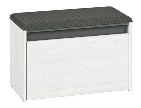 Banc avec espace de rangement / armoire à chaussures Fjends 02, couleur : blanc pin / anthracite - Dimensions : 47 x 70 x 34 cm (H x L x P)