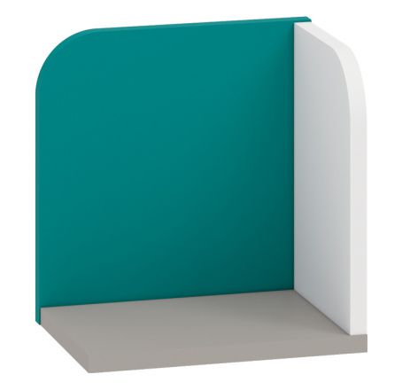 Chambre d'enfant - Étagère suspendue / étagère murale Renton 16, couleur : gris platine / blanc / bleu vert - Dimensions : 27 x 27 x 20 cm (H x L x P)