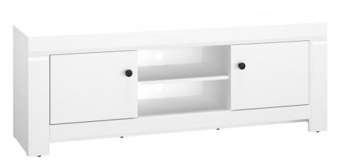 Meuble TV Orivesi 11, Couleur : Blanc - Dimensions : 56 x 153 x 42 cm (h x l x p), avec 1 porte et 4 compartiments