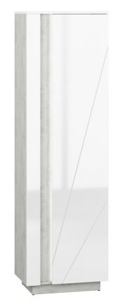 Armoire Antioch 02, couleur : blanc brillant / gris clair - Dimensions : 201 x 60 x 40 cm (h x l x p), avec 1 porte et 5 compartiments