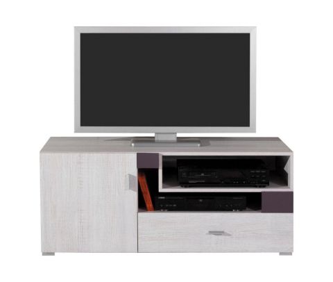 Chambre des jeunes - Meuble de télévision "Emilian" 12, pin blanchi / gris foncé - Dimensions : 50 x 120 x 50 cm (H x L x P)