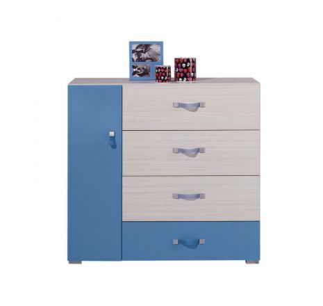 Chambre d'enfants - Commode "Felipe" 08, Bleu / Blanc - Dimensions : 85,50 x 90 x 40 cm (H x L x P)