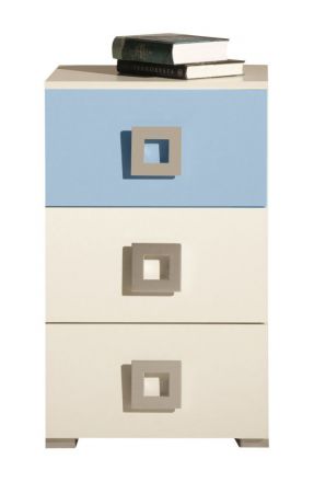 Commode de la chambre des jeunes Namur 09, couleur : Bleu / Beige - Dimensions : 76 x 45 x 44 cm (H x L x P)