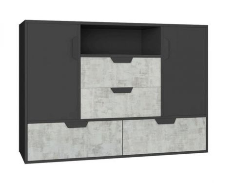 Commode de la chambre des jeunes Sprimont 07, couleur : gris foncé / gris - Dimensions : 85 x 120 x 40 cm (h x l x p)