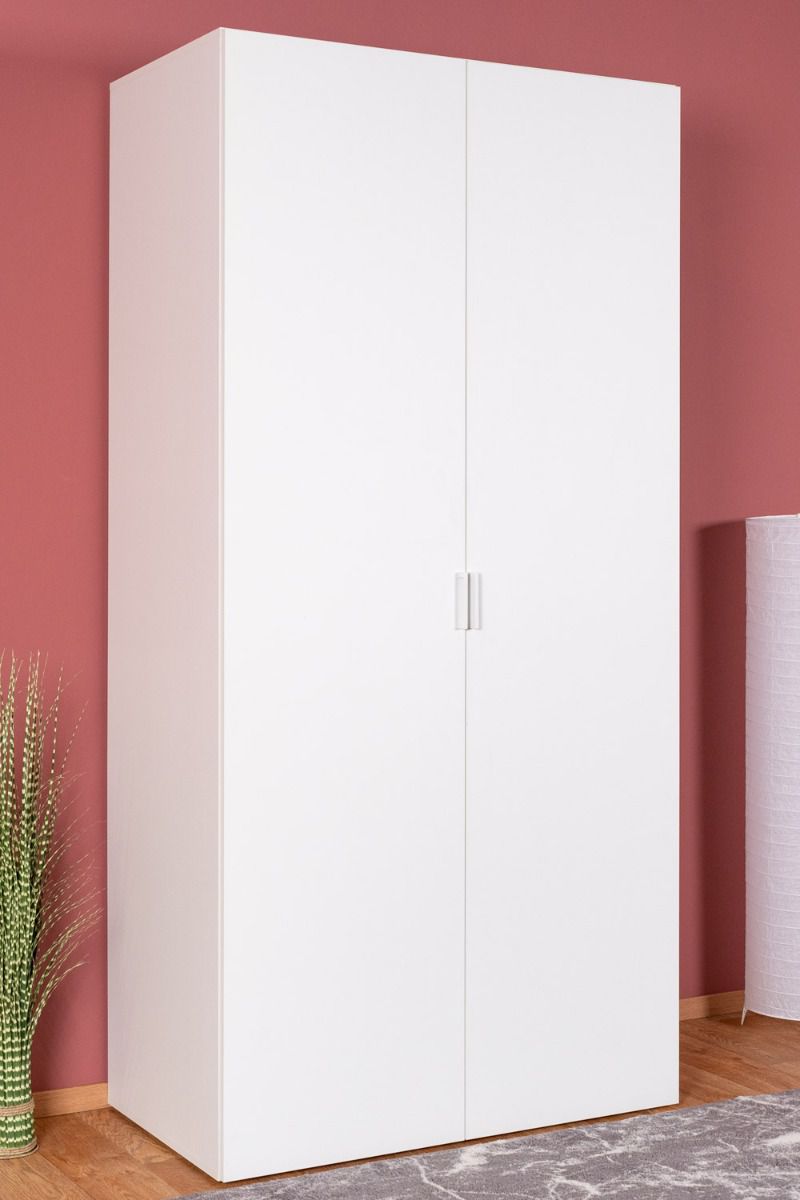 Armoire à portes battantes / armoire Minnea 04, couleur : blanc - Dimensions : 206 x 100 x 57 cm (H x L x P)