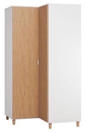 Armoire à portes battantes / armoire d'angle Arbolita 40, couleur : blanc / chêne - Dimensions : 195 x 102 x 104 cm (H x L x P)