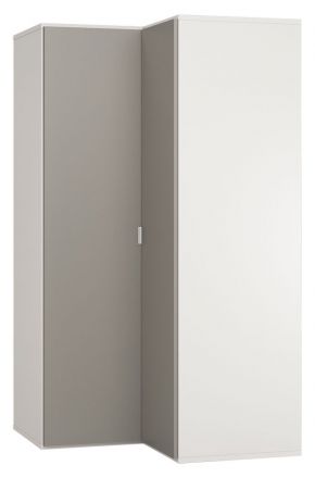 Armoire à portes battantes / armoire d'angle Bellaco 39, couleur : blanc / gris - Dimensions : 187 x 102 x 104 cm (H x L x P)