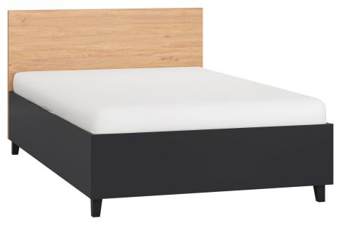 Lit simple / lit d'appoint Leoncho 47 avec sommier à lattes, couleur : noir / chêne - Surface de couchage : 120 x 200 cm (l x L)