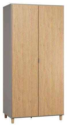 Armoire à portes battantes / armoire Nanez 35, couleur : gris / chêne - Dimensions : 195 x 93 x 57 cm (H x L x P)
