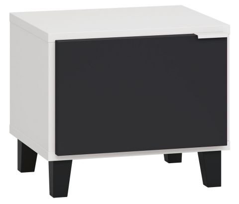 Table de nuit Vacas 17, couleur : blanc / noir- Dimensions : 40 x 45 x 40 cm (h x l x p)