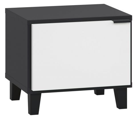 Table de nuit Vacas 43, couleur : noir / blanc - Dimensions : 40 x 45 x 40 cm (H x L x P)