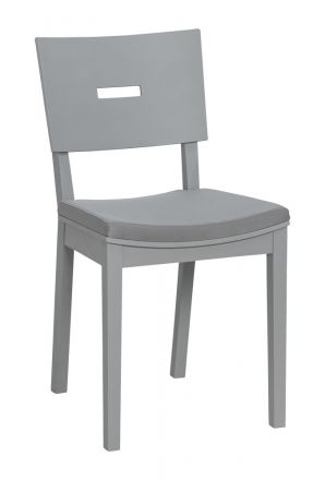 Chaise rembourrée, chêne massif, couleur : gris - Dimensions : 86 x 43 x 50 cm (H x L x P)