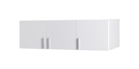 Attache pour armoire à portes battantes / armoire Messini 04, couleur : blanc / blanc brillant - Dimensions : 40 x 136 x 54 cm (H x L x P)