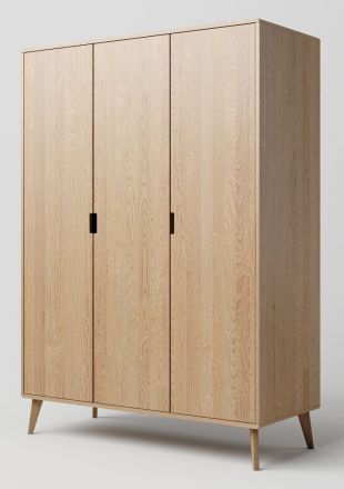 Armoire à portes battantes / Penderie en chêne massif naturel, Aurornis 05 - Dimensions : 200 x 142 x 60 cm (H x L x P)