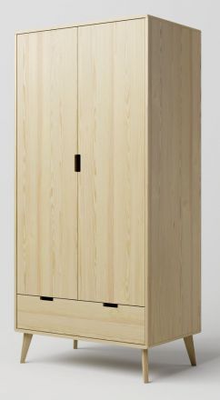 Armoire à portes battantes / Armoire en pin massif naturel Aurornis 04 - Dimensions : 200 x 96 x 60 cm (H x L x P)
