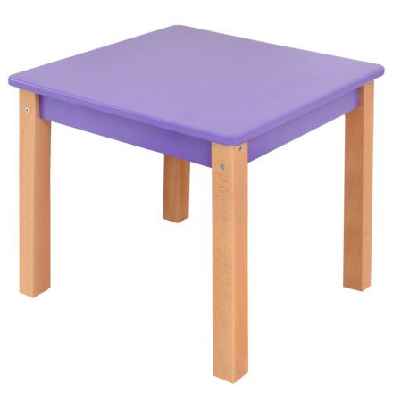 Table d'enfant Laurenz en hêtre massif naturel / violet - Dimensions : 47 x 50 x 50 cm (H x L x P)